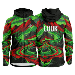 Custom Sublimated Hooded Zipper Windbreaker <b>Jacket</b> Eco Friendly <b>Lightweight</b> Waterproof Sports Running <b>Jacket</b> OEM Manufacturer - Product Image 1