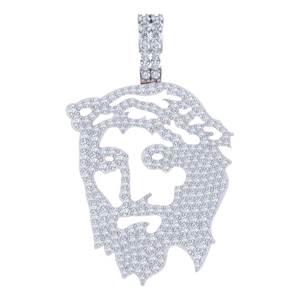 Colgante Unisex Lurba de Oro Amarillo y Blanco de 10 Quilates con Rostro de Jesús, Diamante Cultivado en Laboratorio con Corte Brillante, Claridad VVS1, Certificado IGI, Amuleto Hip Hop - Product Image 1