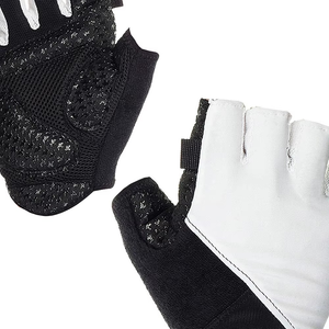 Half Finger Cycling Gloves Black White Mesh Palm Protection Adult Genuine Leather Breathable Animal Print - Product Image 4
