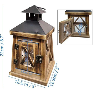 Farol de vela de madera vintage estilo castillo, centro de mesa rústico para bodas, decoración de pared interior/exterior para mesa, para Navidad - Product Image 4