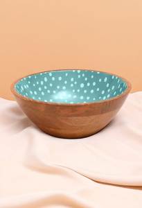 Mejor Tazón de Ensalada de Madera de Mango Hecho a Mano, Ecológico y Duradero, con Patrón de Concha Azul y Interior Esmaltado, Estilo Americano para Servir en Casa - Product Image 3