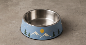 Moderno Comedero Redondo de Metal Esmaltado con Diseño de Pino para Perros y Gatos, Antideslizante con Base de Goma, Venta al por Mayor - Product Image 3