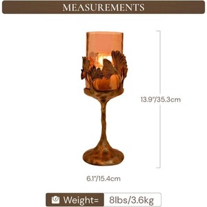 Candlestick <b>Holder</b> With Autumn Leaves Design 13.9 Inch Heat Resistant Home Decoration - Product Image 1