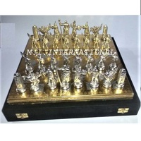 Plateau d'échecs en alliage de fer, 4 pièces, Collection de jeu classique, en métal, avec plateau métallique de luxe et rangement