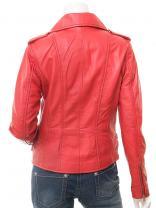 Red Genuine Leather <b>Biker</b> <b>Jacket</b> Women's Zipper Motor <b>Jacket</b> Windproof Breathable Winter Outerwear - Product Image 4