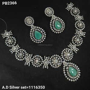 Diamante americano plateado gota de agua y diseño de flores conjunto de joyería al por mayor con pendiente collar conjunto regalos para mujeres - Product Image 4