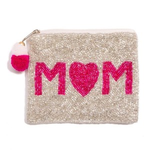 Monedero de cuentas hecho a mano, bolsa con cremallera bordada MOM, bolsa de regalo informal de algodón de color personalizado - Product Image 3