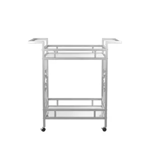 Chariot de bar de luxe pour l'aménagement intérieur, chariot de service en métal et verre, chariot de bar de style nouveau monde, chariot de luxe de haute qualité, chariot sécurisé plaqué. - Product Image 5