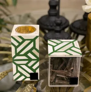 Quemador de Oud Tradicional con Incrustaciones de Nácar, Bandeja Decorativa Bakhoor Mabkhara para Ramadán y Uso Religioso - En Venta - Product Image 2