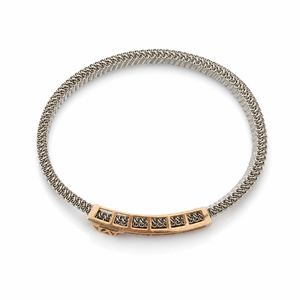 925 Sterling Silver Rose Gold Solid Gold Accent Cubic Zirconia Bracelet High Polish Diamond Motif Mesh Link <b>Mens</b> Unisex <b>for</b> Wedd - Product Image 3