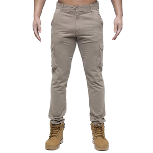 Men's Khaki Cargo Pants High Waist Multiple Pockets Workwear Style Canvas Material Breathable Straight Fit Spring Wear - Product Image 2