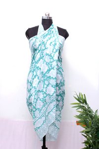 Cotton Green Floral <b>Sarong</b> Women Beach <b>Wrap</b> Lightweight Summer Pareo Boho Cover Up Scarf. - Product Image 4