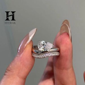 Trendy Pear Shape Wedding <b>Ring</b> <b>Set</b> 2-Piece Interlocking Bypass Contour Band 10K 14K White <b>Gold</b> Custom Jewelry - Product Image 1