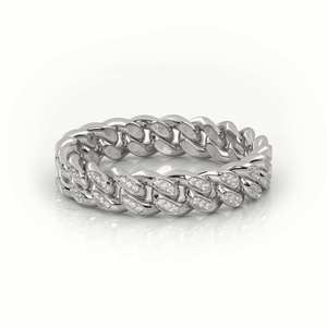 18K Gold Plated Iced Cuban Link <b>Ring</b> Lab Diamond Minimalist Hip Hop <b>Stacking</b> Band Unisex Daily Statement Gift - Product Image 3