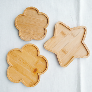 Ensemble de sous-verres et plateaux en bambou écologique personnalisés pour café, thé, nourriture, avec gravure laser du logo, style classique - Product Image 1