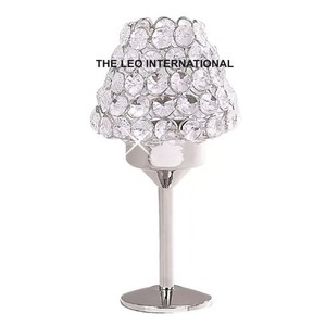 Support de bougie en métal au design exclusif, élégant, avec perles de cristal, en acier inoxydable - Product Image 6