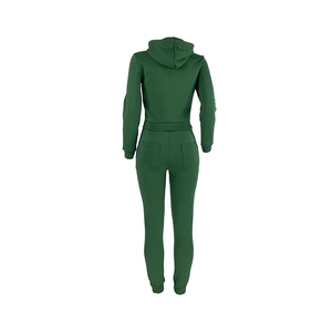 Hot Selling Two Piece Women's Jogging Tracksuits Long SLeeves Zipper Hoodie Drawstring Trouser Sets For Girls - Product Image 3