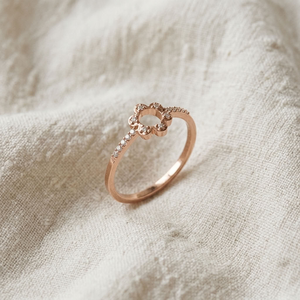Anillo de Diamantes con Diseño Floral en Oro Rosa para Mujer, Diamante Cultivado en Laboratorio, Banda con Acentos Florales, Regalo de Boda, Joyería - Product Image 4