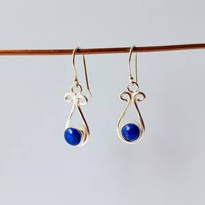 Pendientes de Aro de Plata de Ley y Chapados en Oro con Piedra Preciosa Larimar, Estilo Clásico, Joyería de Piedra de Nacimiento para Mujer, Regalo de Aniversario - Product Image 2