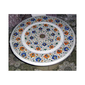 Coffee <b>Table</b> Top <b>Round</b> Shape For Hotel And Restaurant Decoration Purpose Manufacturer Beautiful Handmade <b>White</b> Marble Inlay Gift - Product Image 1