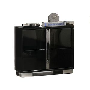Comodino Moderno con Gambe Cromate, Colore Nero e Finitura UV, Elegante Tavolino da Notte per Camera da Letto - Product Image 4
