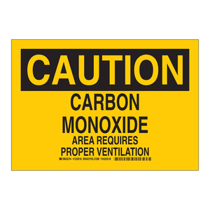 Panneau de signalisation de précaution au monoxyde de carbone imprimé UV Brady pour les laboratoires et les zones industrielles - Product Image 1