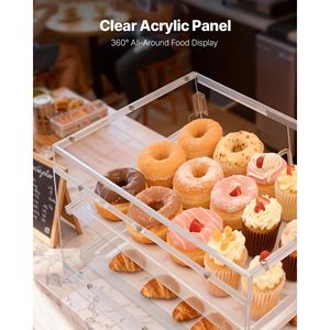 Vetrina Espositiva Commerciale a 2 Livelli per Panetteria, in Acrilico Trasparente, per Torte e Pane, Ideale per Casa o Ufficio - Product Image 3