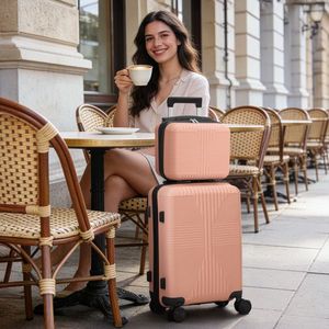 Valise à roulettes rose 2-en-1 en PP avec serrure non TSA pour étudiants - 12 pouces/20 pouces - Product Image 3