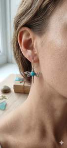 Pendientes Colgantes de Libélula en Tono Plateado con Filigrana, Latón y Piedra Turquesa, Joyería Artesanal Certificada, Regalo para Mujer - Product Image 2
