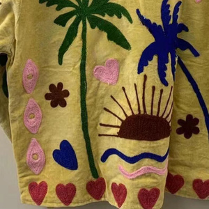 Wholesale Reversible Vintage Embroidered Floral Pattern 100% <b>Velvet</b> Bomber <b>Jacket</b>-Eco-Friendly Windproof Winter/Autumn - Product Image 2