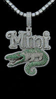 S925 Sterling Silver Crocodile Pendentif Bling Couleur Moissanite Diamant Glacé Personnalisé 3D Sauvage Féroce Animal Hip Hop Bijoux