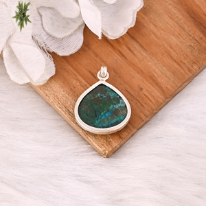 จี้คริสโซคอลล่าธรรมชาติคุณภาพสูง เครื่องประดับเงินแท้ 925 ขายส่ง จี้คลาสสิก - Product Image 5