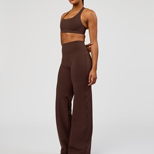 Soutien-gorge de sport dos nageur pour femme, couleur unie, col rond, sans couture, maintien moyen, pour yoga et fitness - Product Image 3