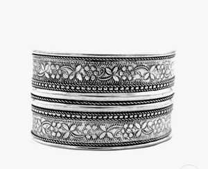 Floral Embosed Silver Oxidized Cuff <b>Bracelet</b> With Flower Pattern Antique Silver Plated Unisex Jewelry floral Silver <b>Bracelet</b> - Product Image 2