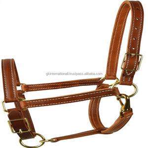 Produits personnalisés de course équestre pour chevaux licou en cuir véritable avec rembourrage doux coutures contrastées et quincaillerie en laiton - Product Image 4