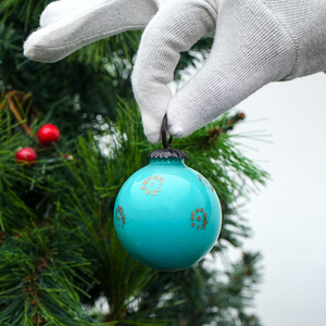 Boule de Noël Vintage en Verre Turquoise Brillant Ronde à Suspendre pour Décoration de Sapin de Noël - Vente en Gros - Product Image 4