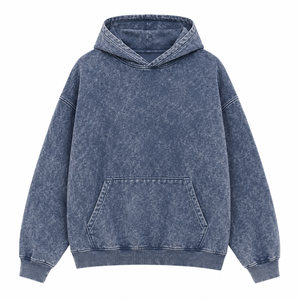 Pull-over uni vintage délavé effet usé respirant avec logo personnalisé style streetwear hip-hop en molleton bouclette 100 % coton 350 g/m² épais - Product Image 6