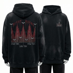 Sweat à capuche homme délavé à l'acide, imprimé crâne de chauve-souris en encre rouge personnalisé, streetwear vintage, coupe oversize, fabricant de vêtements de haute qualité - Product Image 4