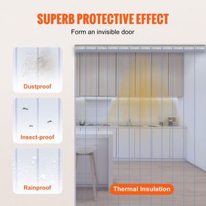 Tenda a Strisce Industriale in PVC Trasparente 96"H X 72"W X 0.08"Spessore, 12 Pezzi, Strisce Lisce per Congelatori e Refrigeratori, 12 Pezzi - Product Image 3