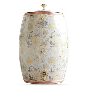 Distributeur d'eau en cuivre avec motif floral doré et robinet pour usage domestique - Product Image 3