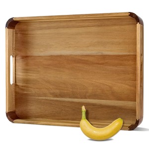 Bandeja de Servir Rústica Hecha a Mano con Diseño de Espiga de Madera y Asas de Cuero - Venta al por Mayor - Product Image 4