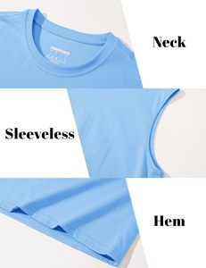 Camiseta sin mangas azul sólido para hombre, tejido elástico en 4 direcciones, cuello redondo, chaleco informal, material de spandex y poliéster - Product Image 3