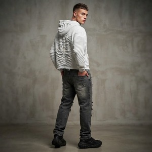 Sudadera con capucha personalizada con diseño de esqueleto grabado y efecto desgastado, estilo oversize con dobladillo sin rematar, gráfico gótico Y2K, ropa urbana unisex - Product Image 5