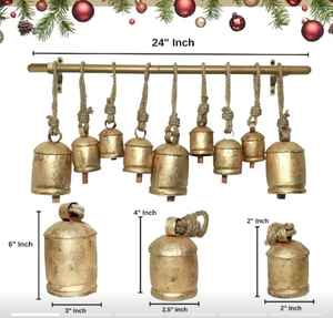 Campana de Metal Rústica Chapada en Oro con Etiqueta y Nuevo Diseño de la India - Product Image 3