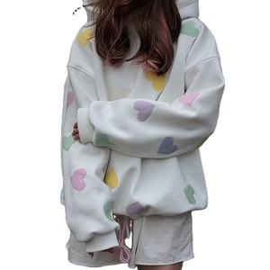 Sweat à capuche oversize pour femme en coton blanc respirant, taille plus, avec broderie de patch, style ample, sweat à capuche pour femme - Product Image 2