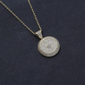 Hiphop Custom Moissanite Pendant with <b>Chain</b> Brass <b>Iced</b> <b>Out</b> Big Round Charm Bling Fashion Necklaces - Product Image 5