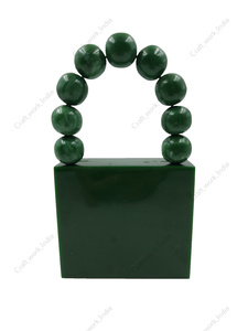 Bolso de mano indio hecho a mano de resina con asa de cuentas, bolso de lujo para fiestas y bodas para mujer - Product Image 4