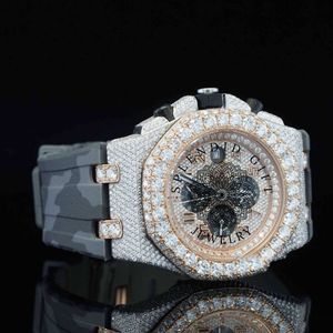 Reloj de Lujo para Hombre con Diamantes, Correa de Plata con Moissanita, Movimiento Analógico ETA, Ecológico, Cristal de Zafiro, 28mm, Cierre Oculto - Product Image 3