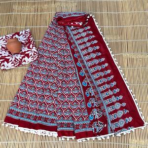 Sari en coton Mulmul en gros, imprimé à la main, pur coton, léger, respirant, pour l'été, traditionnel indien - Product Image 5