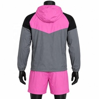 Ensemble de survêtement unisexe décontracté pour adultes, personnalisé, à blocs de couleur, respirant, coupe ample, veste à capuche et short, imperméable et coupe-vent